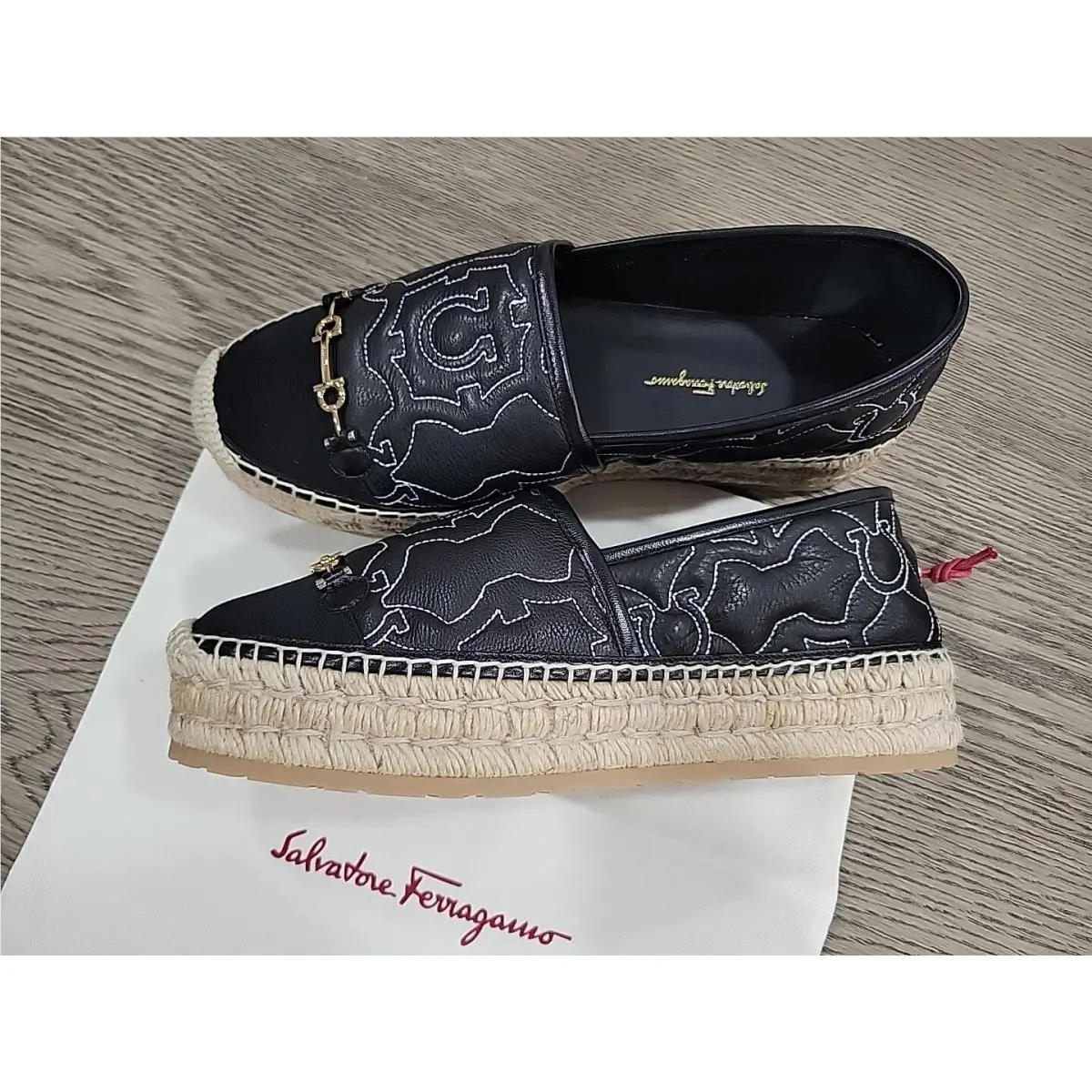 Salvatore Ferragamo shoes - Salvatore Ferragamo Kim Gal Wedge Espadrilles - Black 1