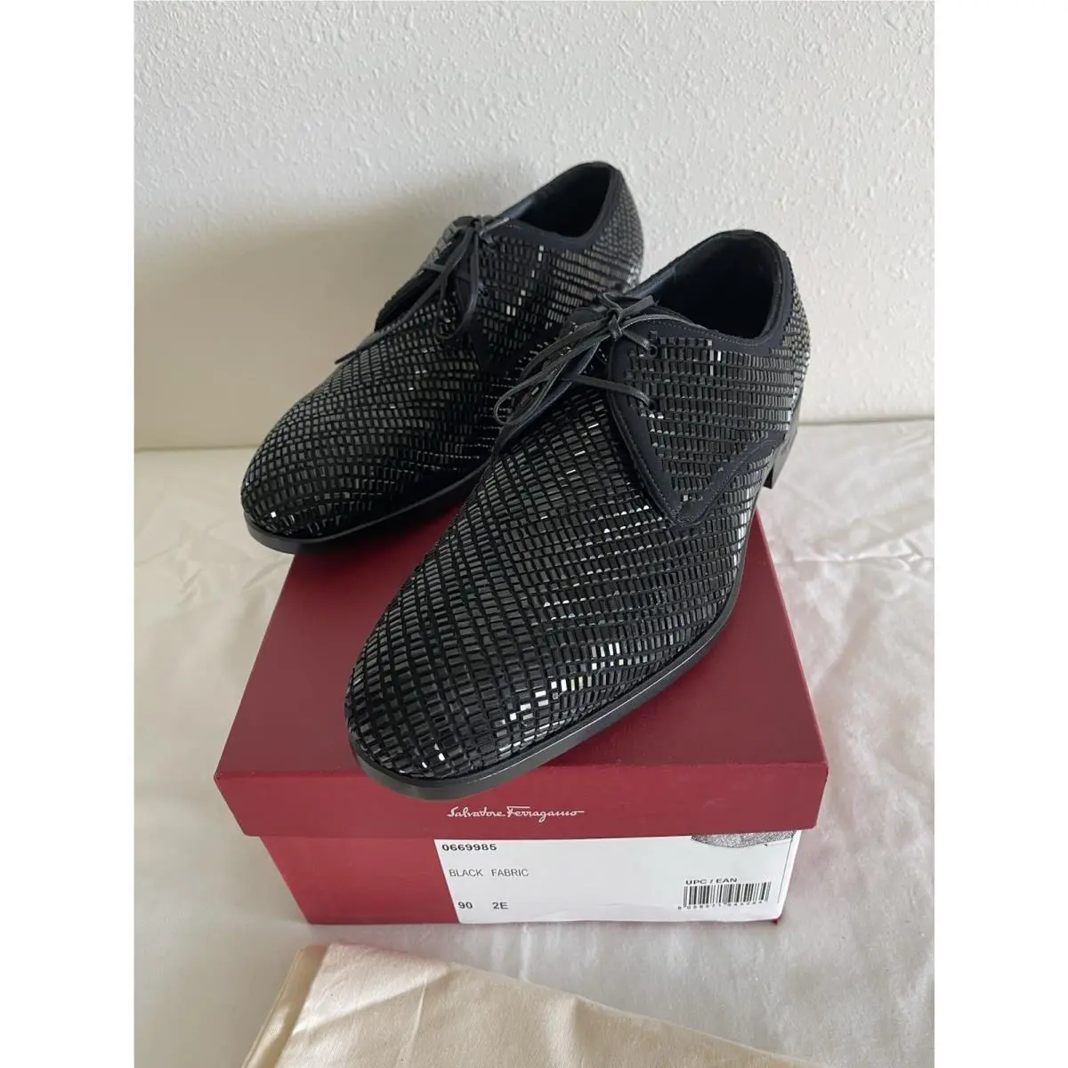 Salvatore Ferragamo Dennis Men’s US 9 2E Neoprene Crystals Dress Shoes