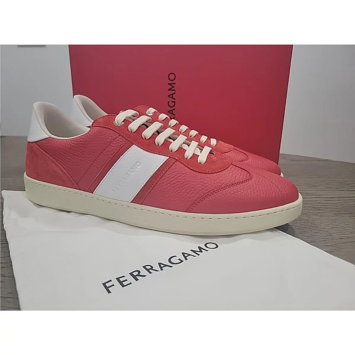 Salvatore Ferragamo Mens Achille Red Sneaker 11 M