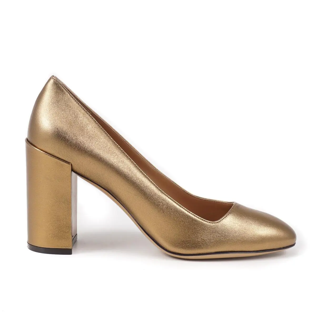 Salvatore Ferragamo `arezzo 85` Gold Leather Pump Heels 8 B Shoes