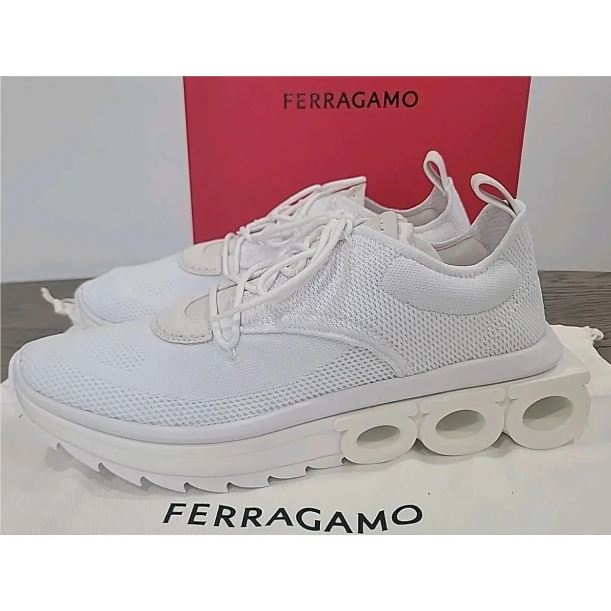 Salvatore Ferragamo Nima Knit White Mens Sneaker 12 /us 13 M
