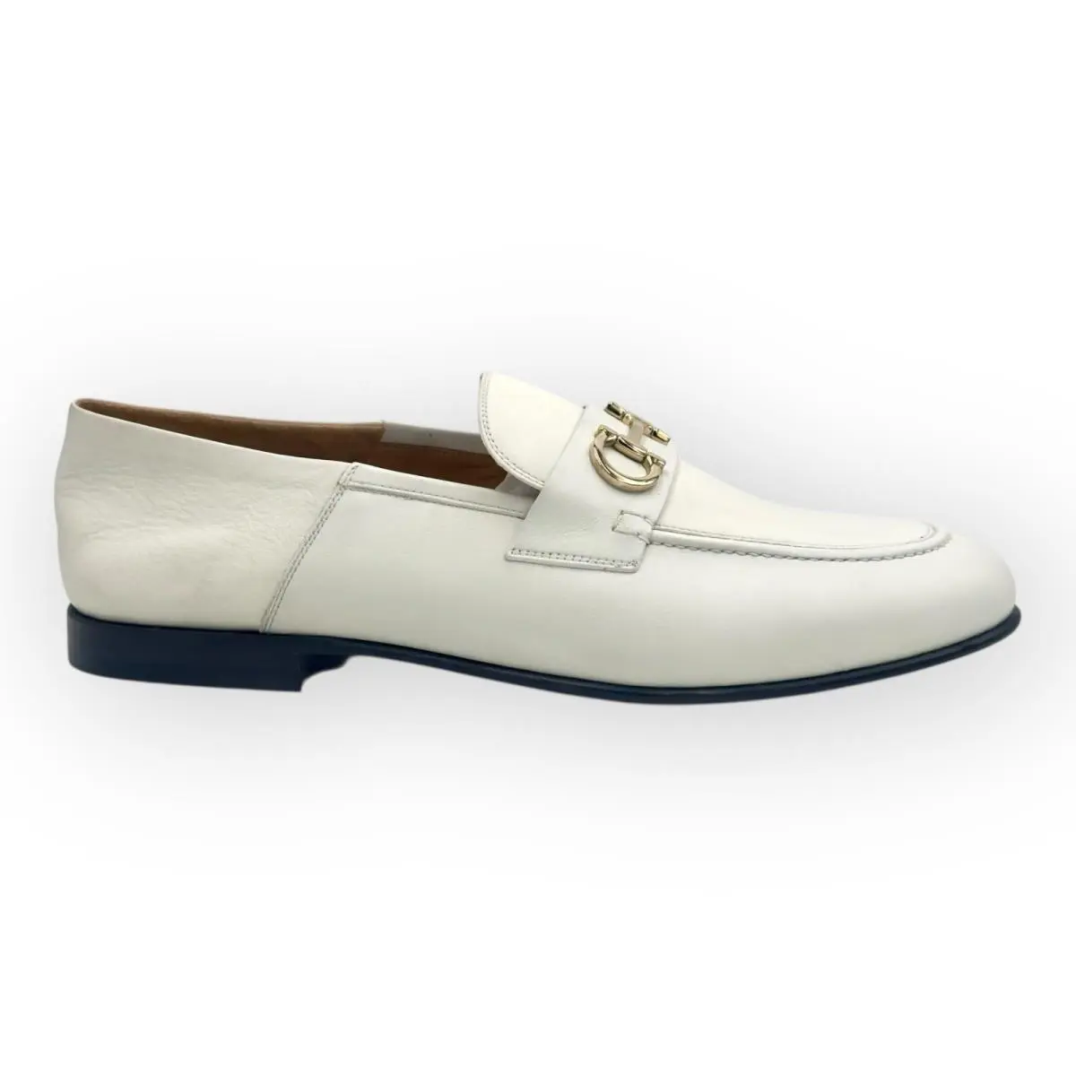 Salvatore Ferragamo Gin White Loafer Gancini US 12 Eee