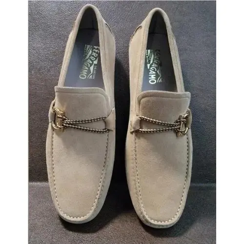 Salvatore Ferragamo Men`s Front 4 Dune Buc Suede Italian Driving Loafers 9.5