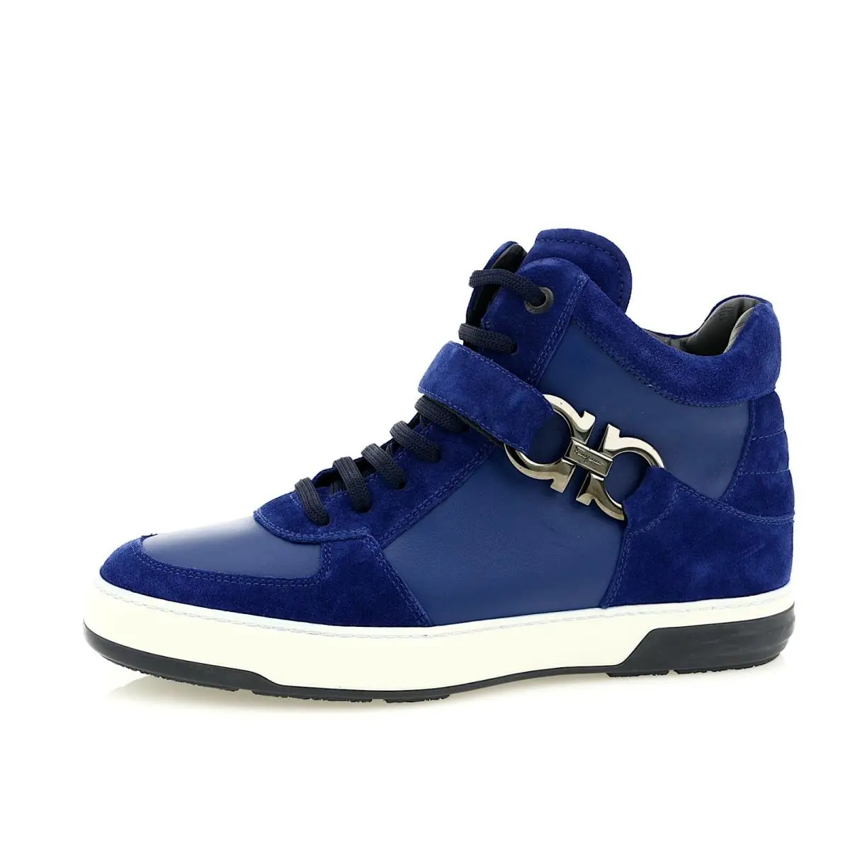 Salvatore Ferragamo Nayon Blue High Top Zip Suede Sneaker D4955 Men`s Size 9 EE