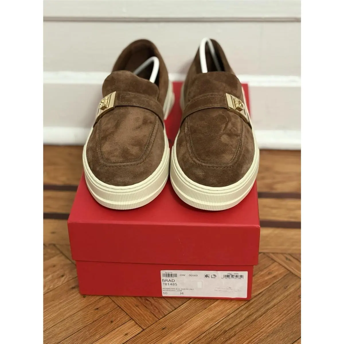 Salvatore Ferragamo Brad Brown Suede Gancini Buckle Sneakers Men’s Size 10 Shoe