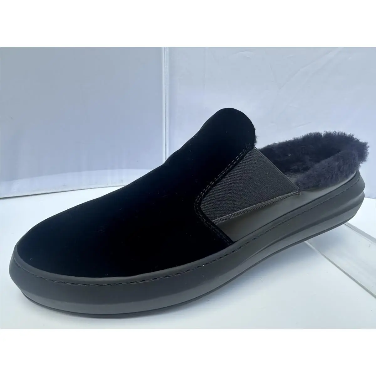Salvatore Ferragamo Douglas Men`s Shoes Size 7 Velvet Slipper Fur Loafer