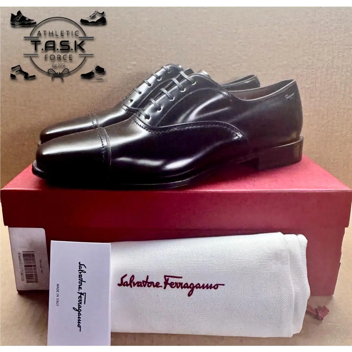 Salvatore Ferragamo Seul Black Nero Cap Toe Oxfords Lace Up Mens Sz 11.5 E
