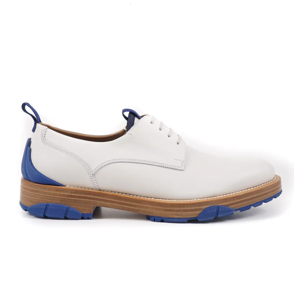 Salvatore Ferragamo `fulgor` Ivory Derby with Blue Rubber Details US 7 Wide