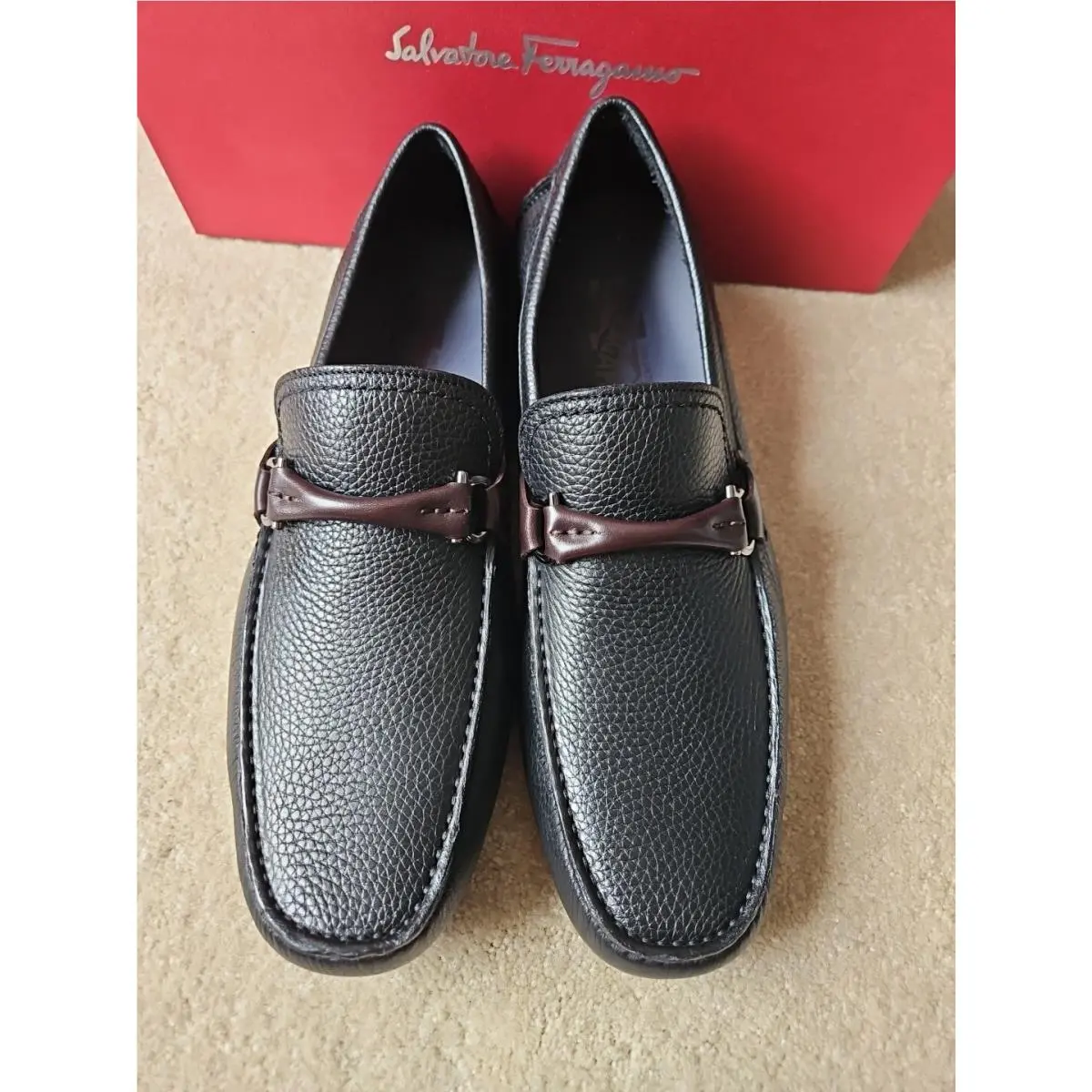 Salvatore Ferragamo Leather Granprix Drivers Shoes Size 11 EE
