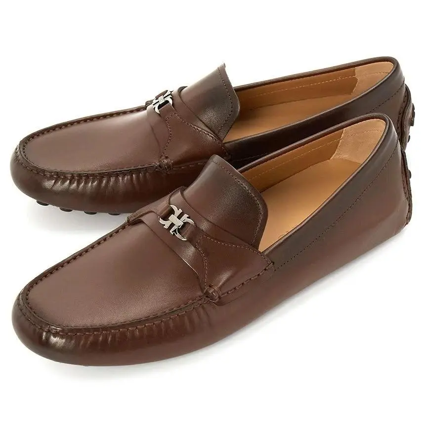 Ferragamo Men`s Florin Cocoa Brow Calf Loafers Size Ferragamo 8 E