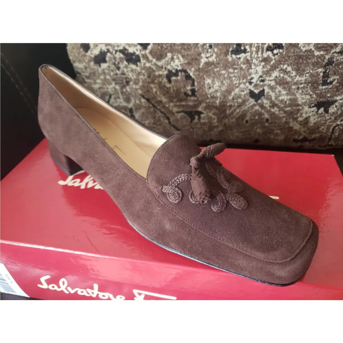 Salvatore Ferragamo Women Brown Suede Pump 0.8 Inch Sz 8.5-AAAA UK 8.5 US