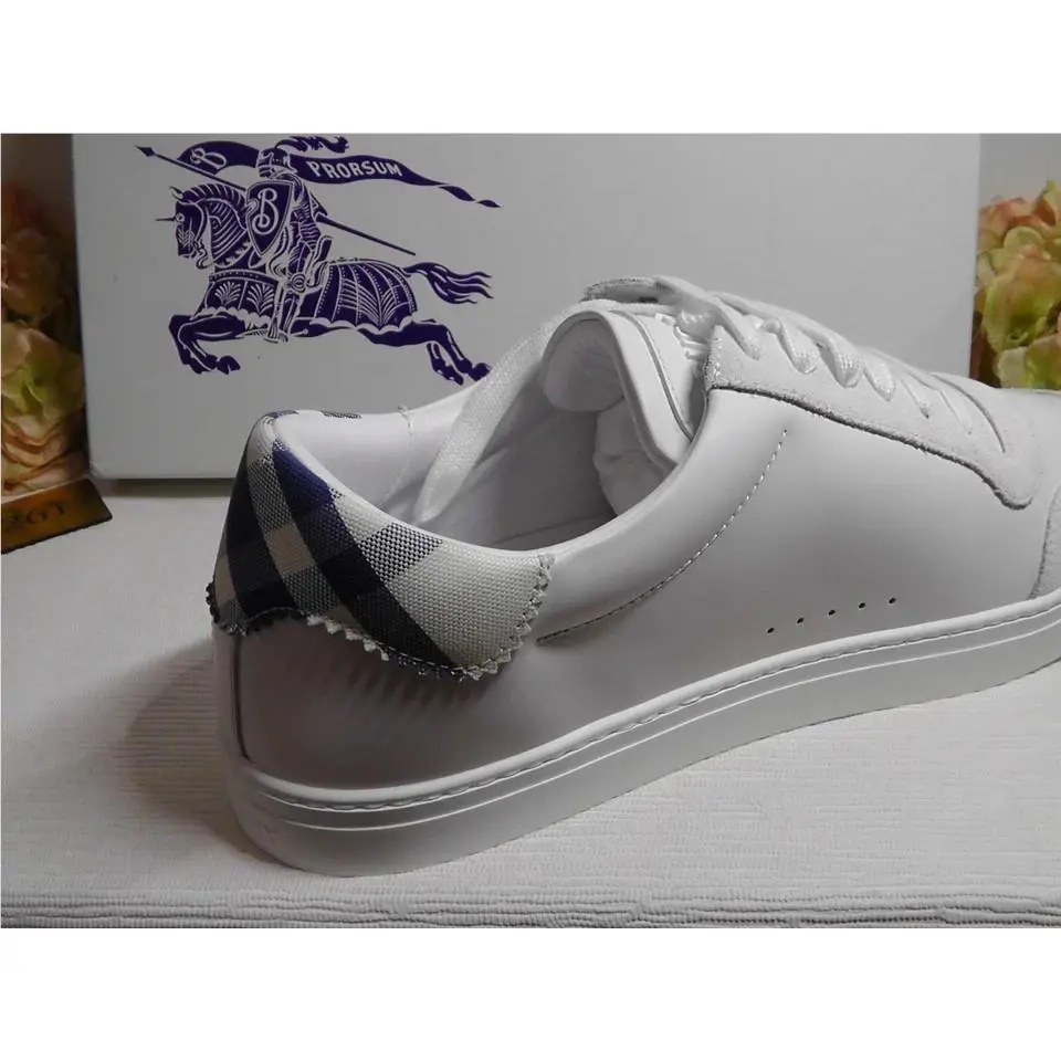 Salvatore Ferragamo Burberry Men`s Robin White Leather / Suede Low- Top Sneakers Size 14 US