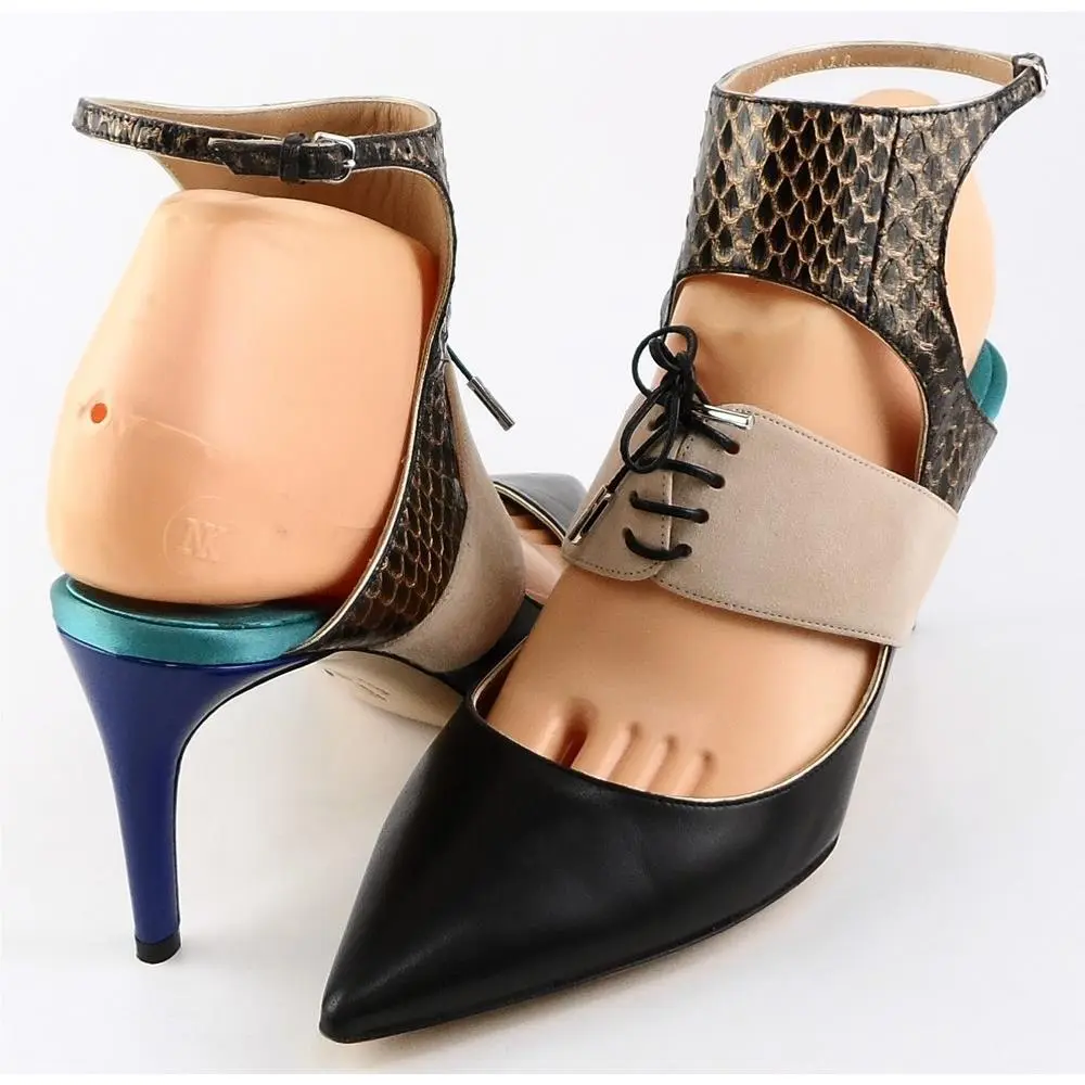 Salvatore Ferragamo Pelide Leather Multi Designer Slingbacks 8.5 Small