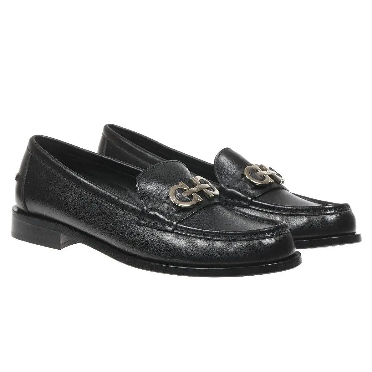 Salvatore Ferragamo Ofelia Black Leather Gancini Loafers Shoes 41/US 11