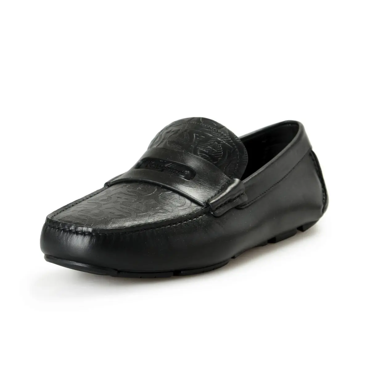 Salvatore Ferragamo Men`s Newton Logo Leather Loafers Shoes US 7EE IT 40EE