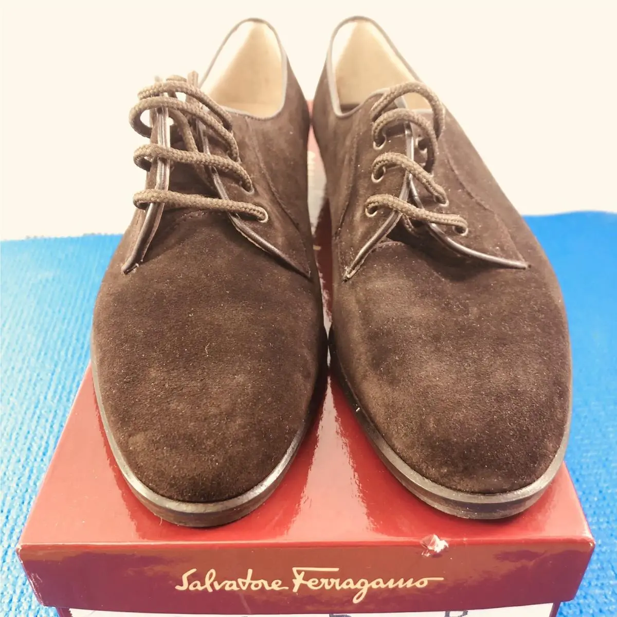 Salvatore Ferragamo Tonfano Brown Leather Suede Oxford Shoes Flats 5 B