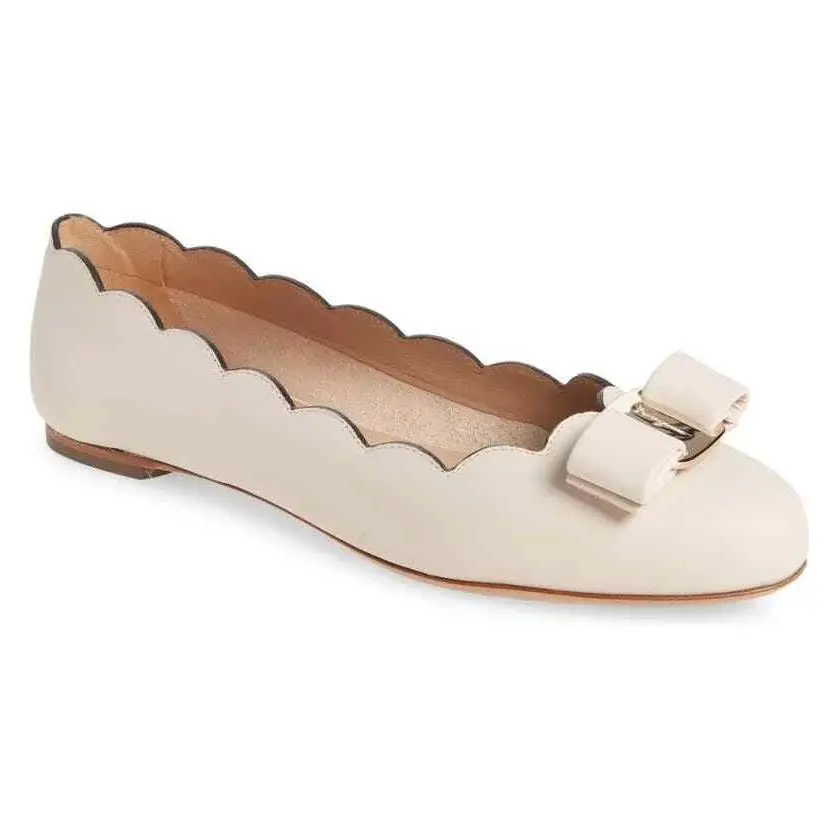 Salvatore Ferragamo Bone Soft Calf Leather Varina Shell Flat Size 10B