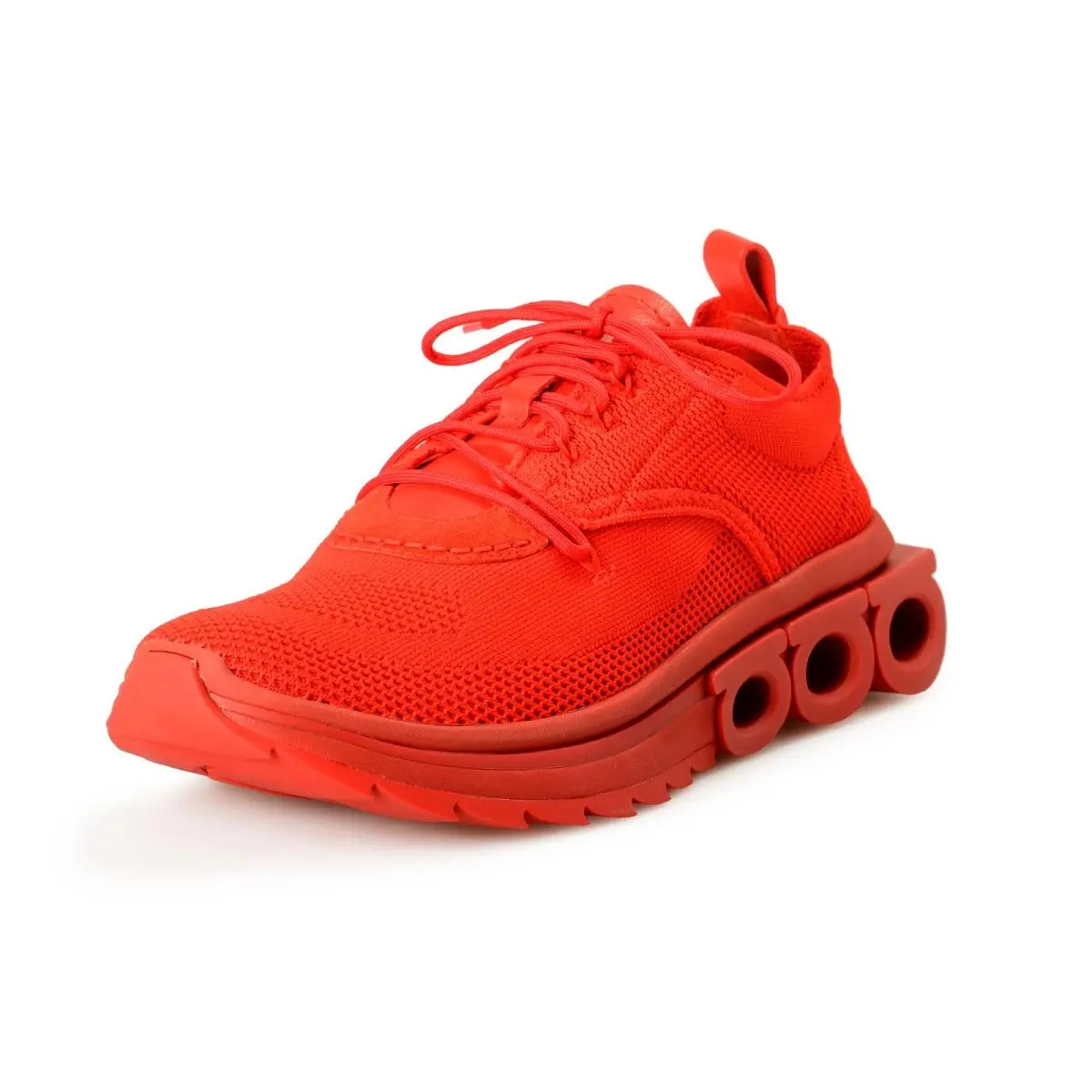 Salvatore Ferragamo Men`s Nima Knit Flame Red Sneakers Shoes US 11M IT 44M