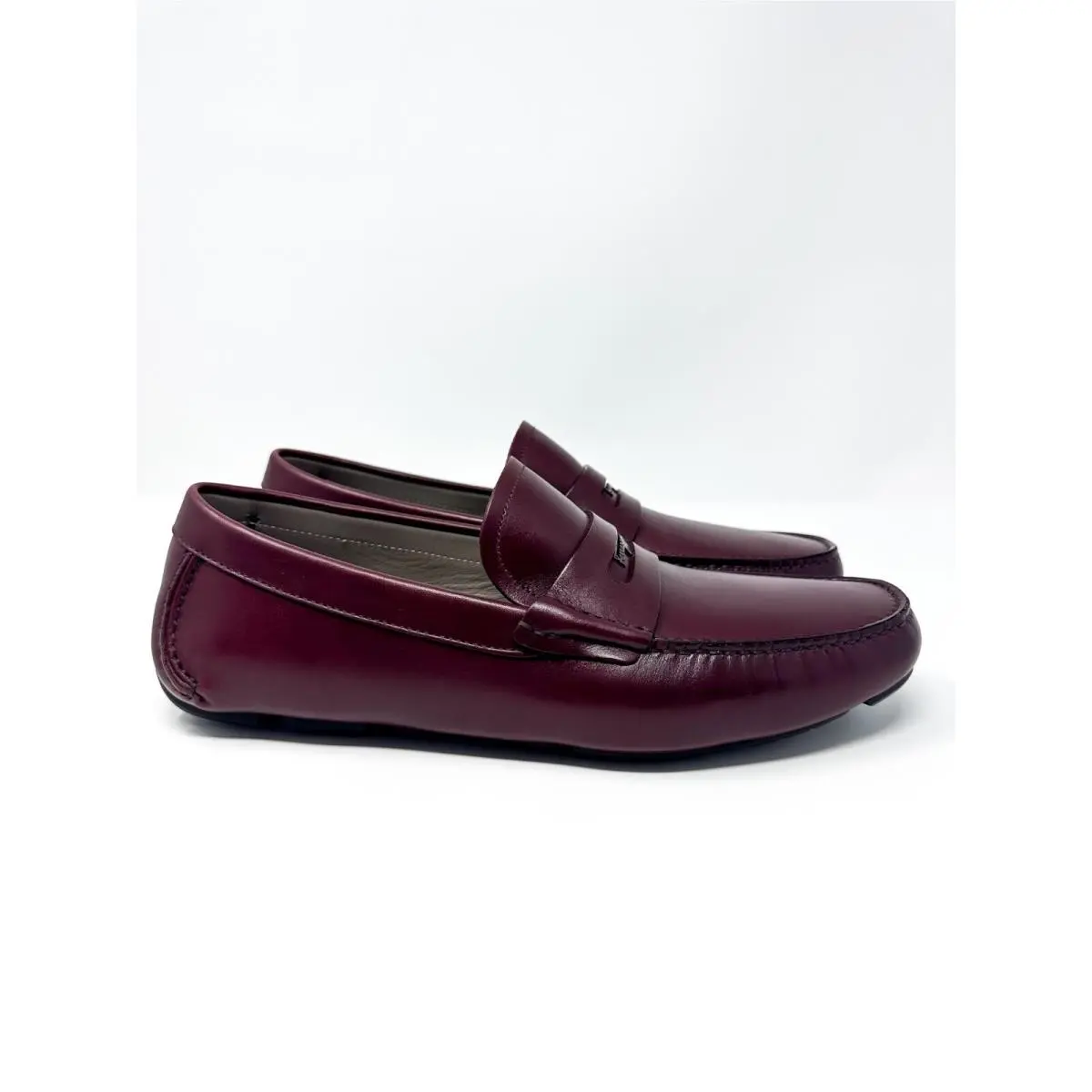 Salvatore Ferragamo Men`s Newton Smooth Leather Loafers Nebbiolo 10 E