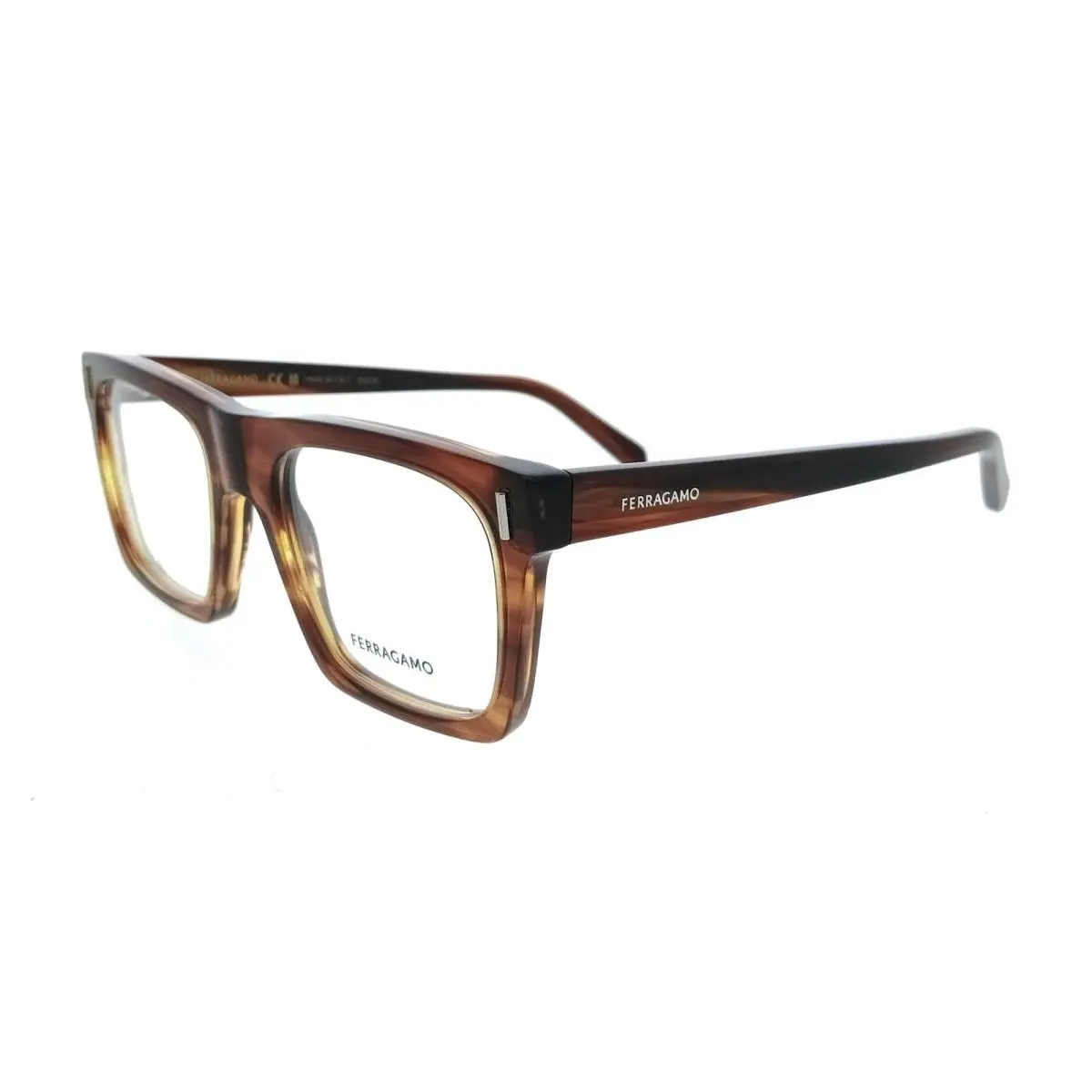 SF3029 216 Rectangle Striped Brown Men`s Eyeglasses by Salvatore Ferragamo