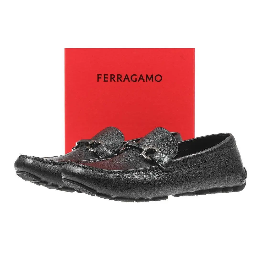 Salvatore Ferragamo Salamanca Black Leather Moccasins Driver Shoes 11 Eee