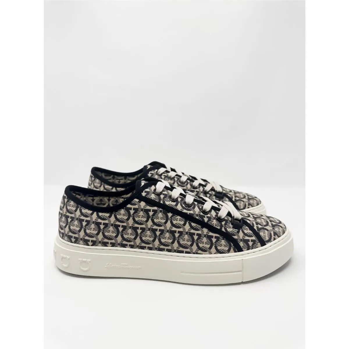 Ferragamo Men`s Anson Gancini Print Low-top Sneakers 11 US