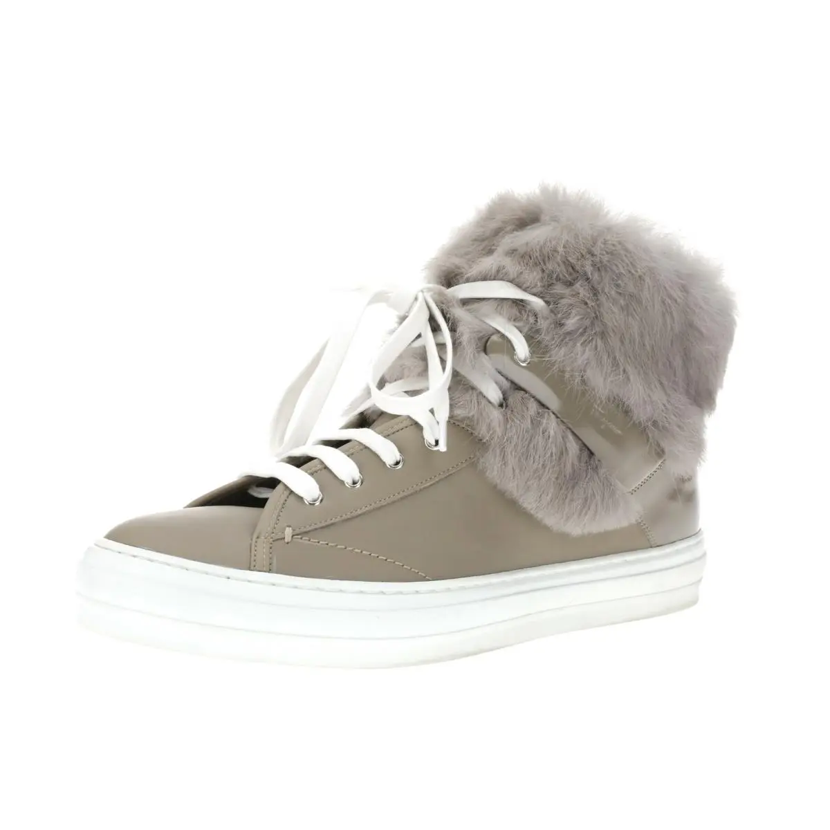 Salvatore Ferragamo 259422 Womens Patent Leather Sneaker Taupe Size 11 M