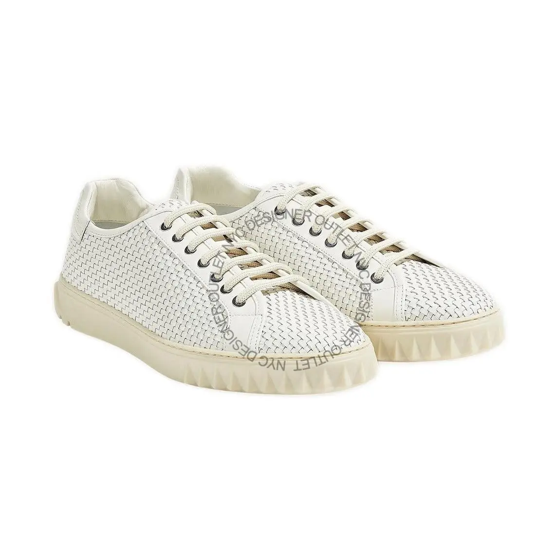 Salvatore Ferragamo Mens Cube 17 White Leather Sneakers Size 7