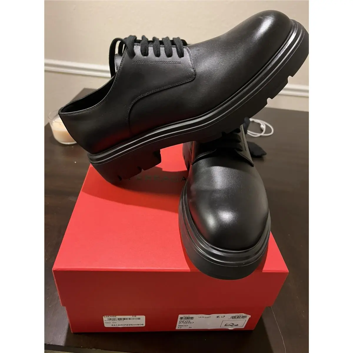 Salvatore Ferragamo Ferraegamo Black Derby Shoes Size 12 M / 13us