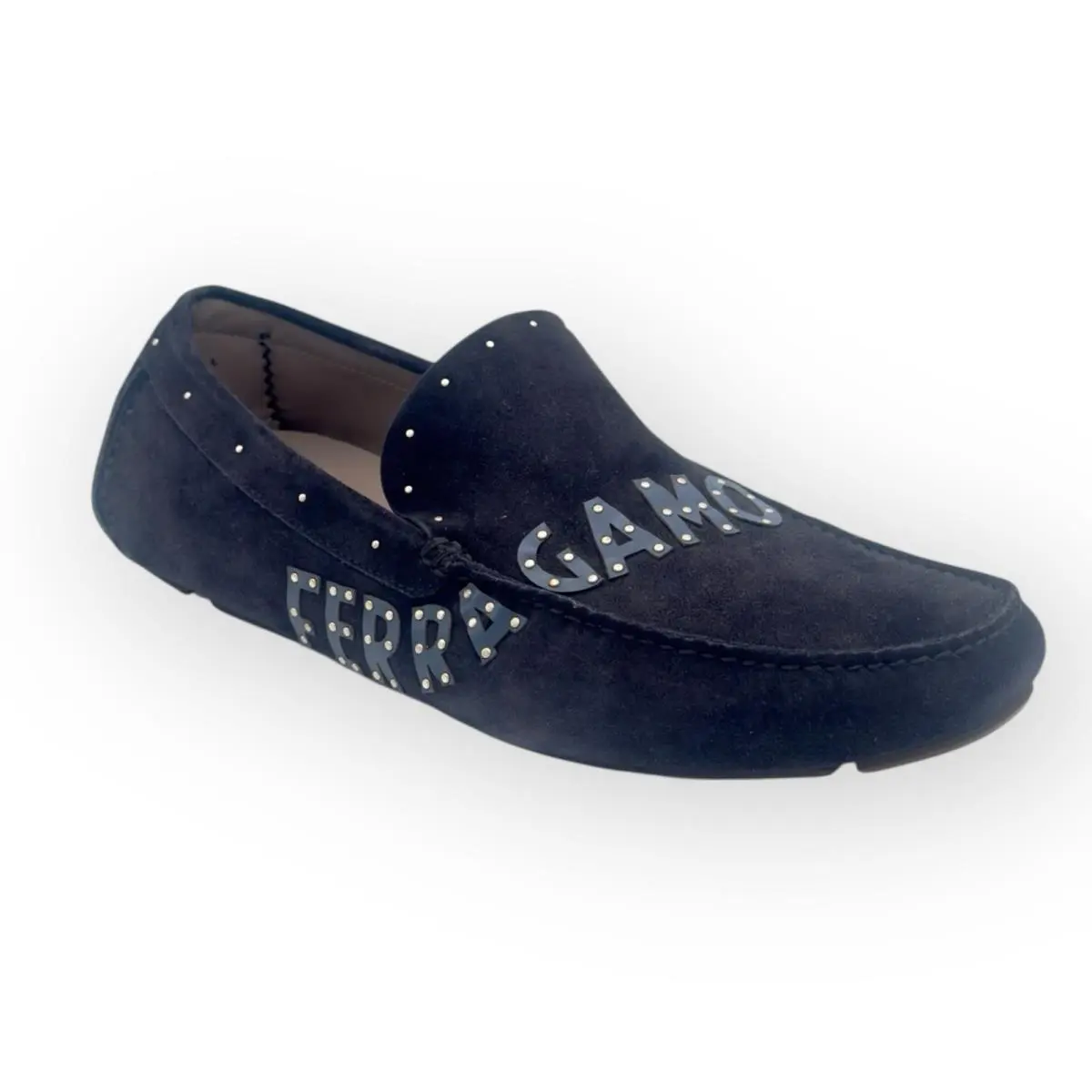 Ferragamo Mens Loafers Drivers In Marine Blue Navy US 12 UK 11