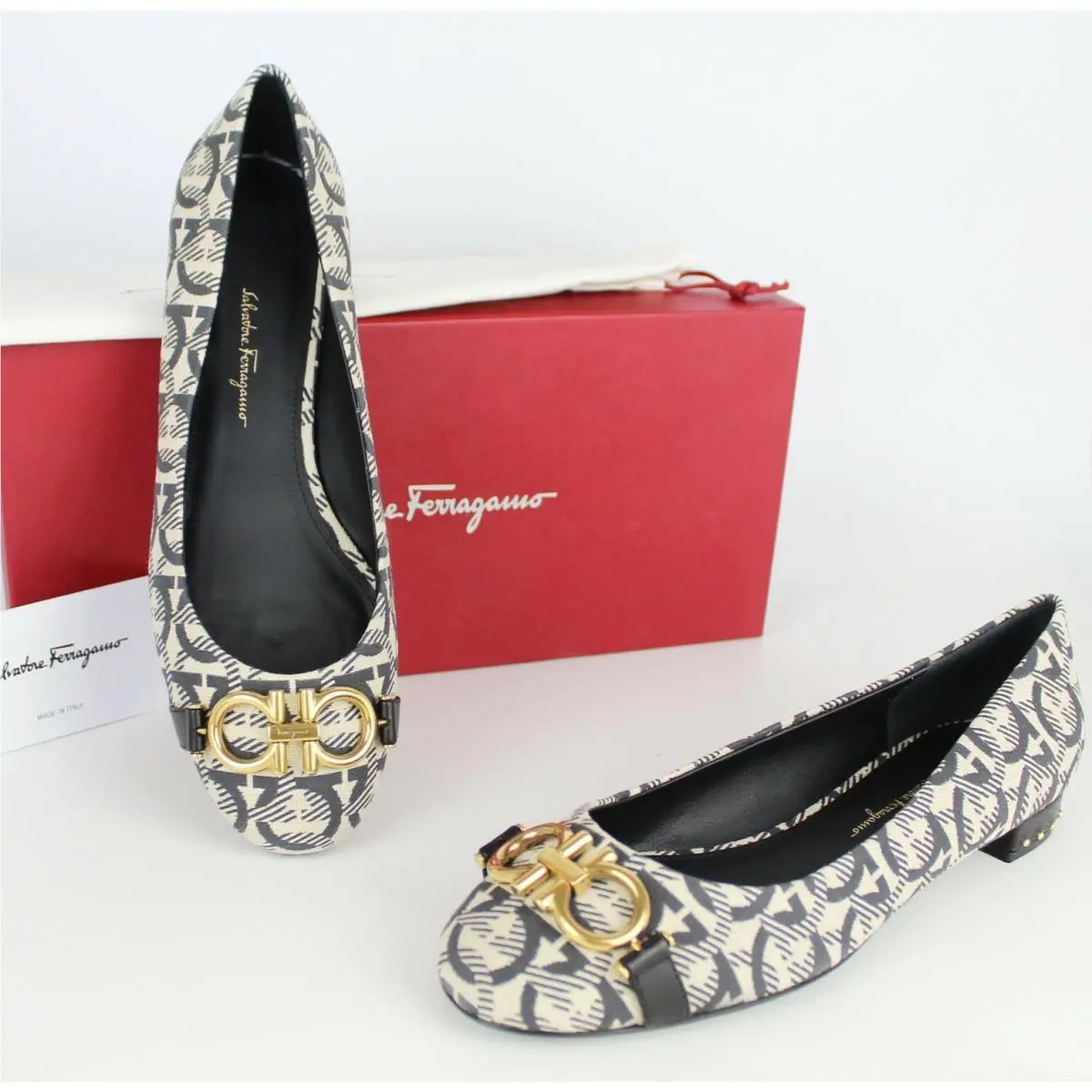 Salvatore Ferragamo Garda 10 Jacquard Ballet Flats 7C