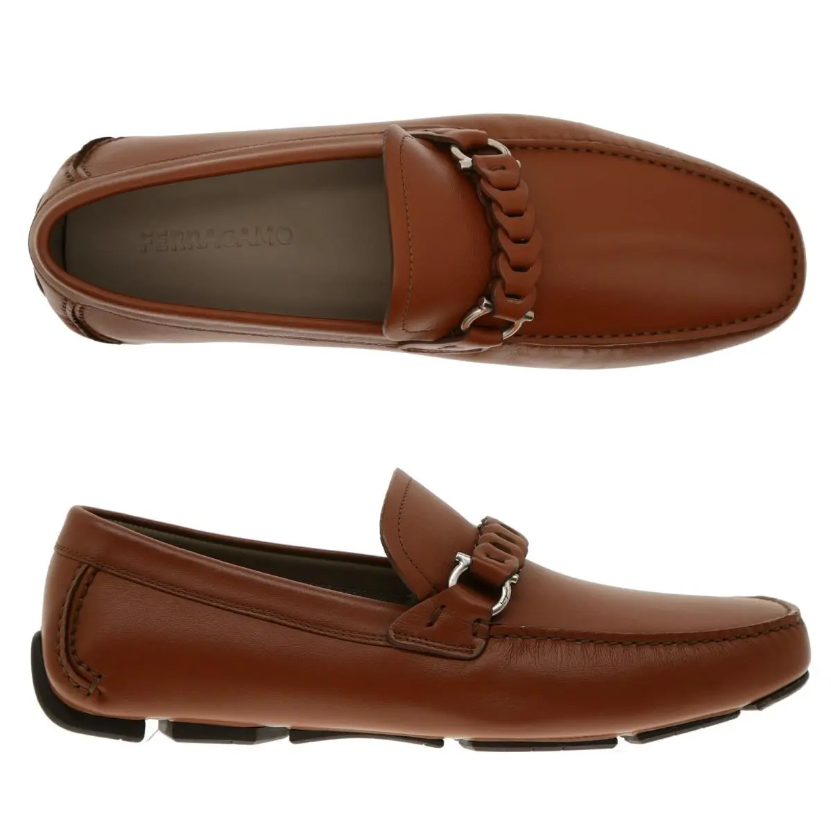 Salvatore Ferragamo Stuart 3 Brown Leather Size 10 US