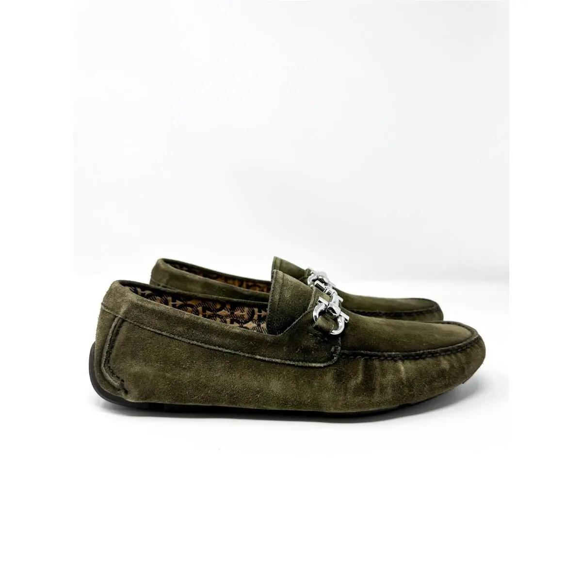 Salvatore Ferragamo Men’s Parigi Eco Gancini Bit Loafers Muschio 8 E US