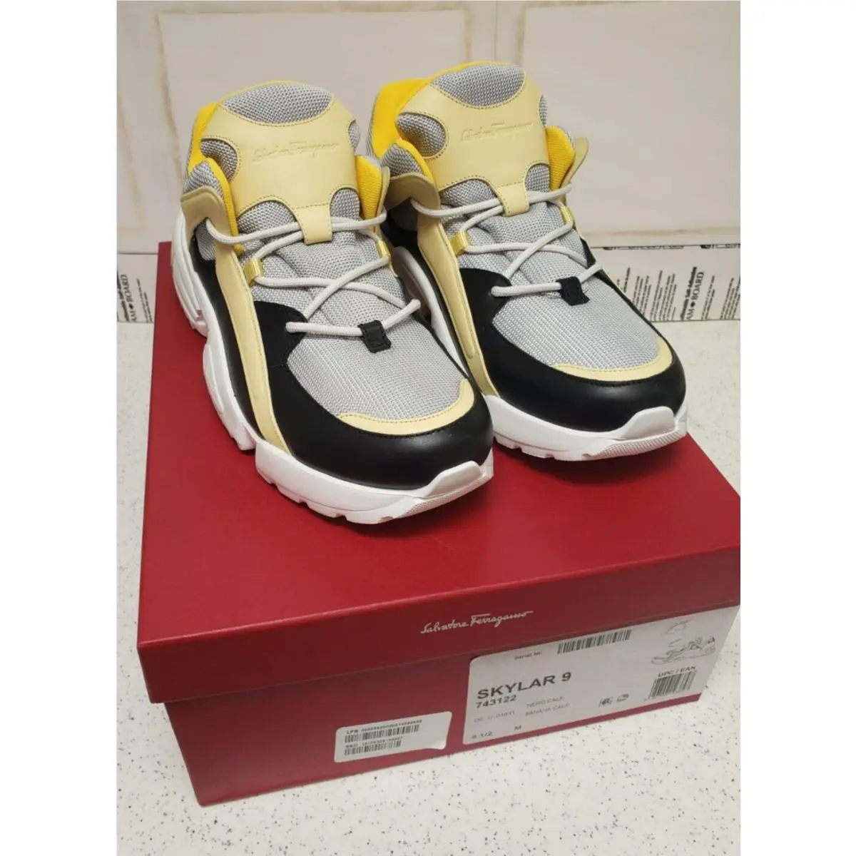 Swilly Leather-trim Sneakers 9.5 M by Salvatore Ferragamo