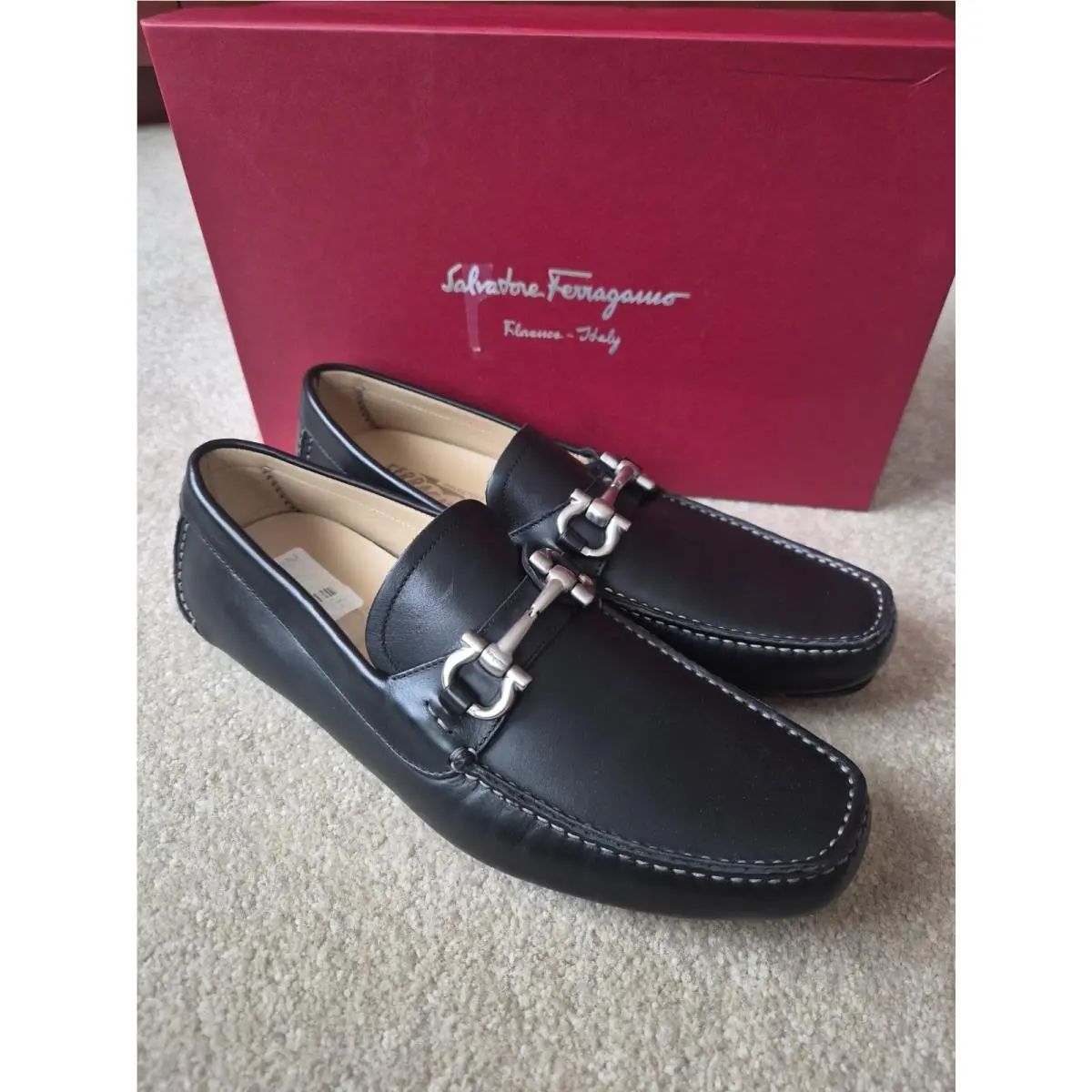 100%auth Salvatore Ferragamo Parigi Leather Driver Loafers sz 8.5 D