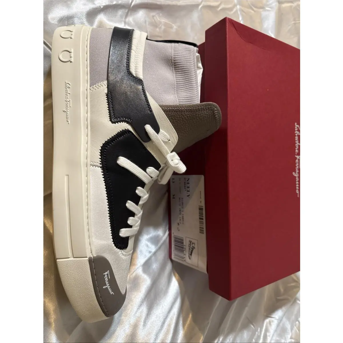 Salvatore Ferragamo Bianco 1 Fabric White Inte Calf Shoes Sneakers Size 13M