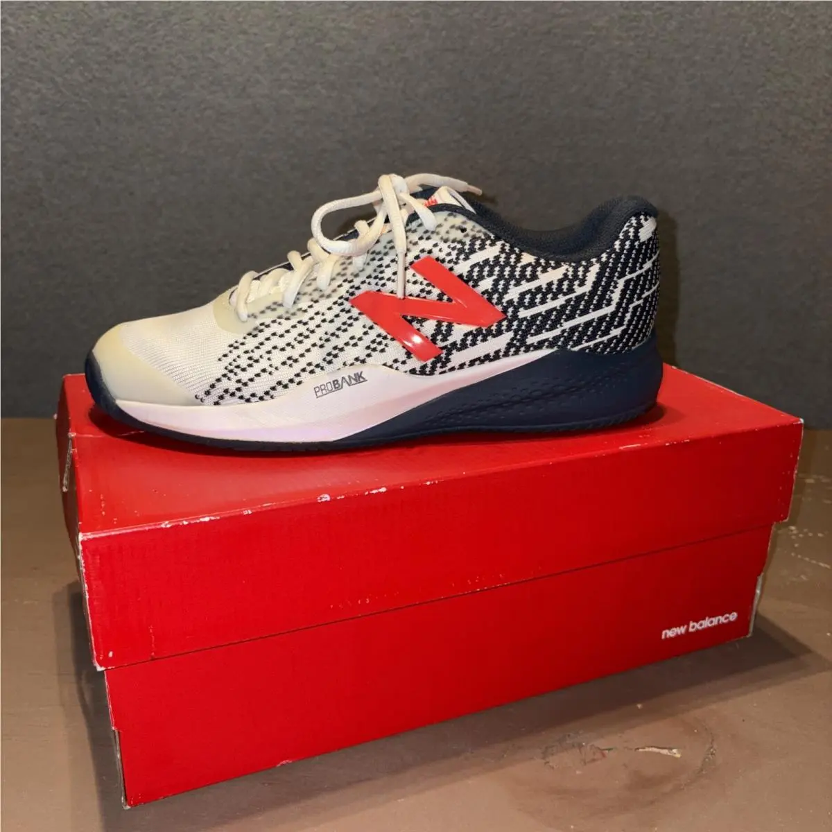 New Balance 996 Pro Bank Tennis Shoes Mens Sz 8.5 2E MCH996U3 White Blue New