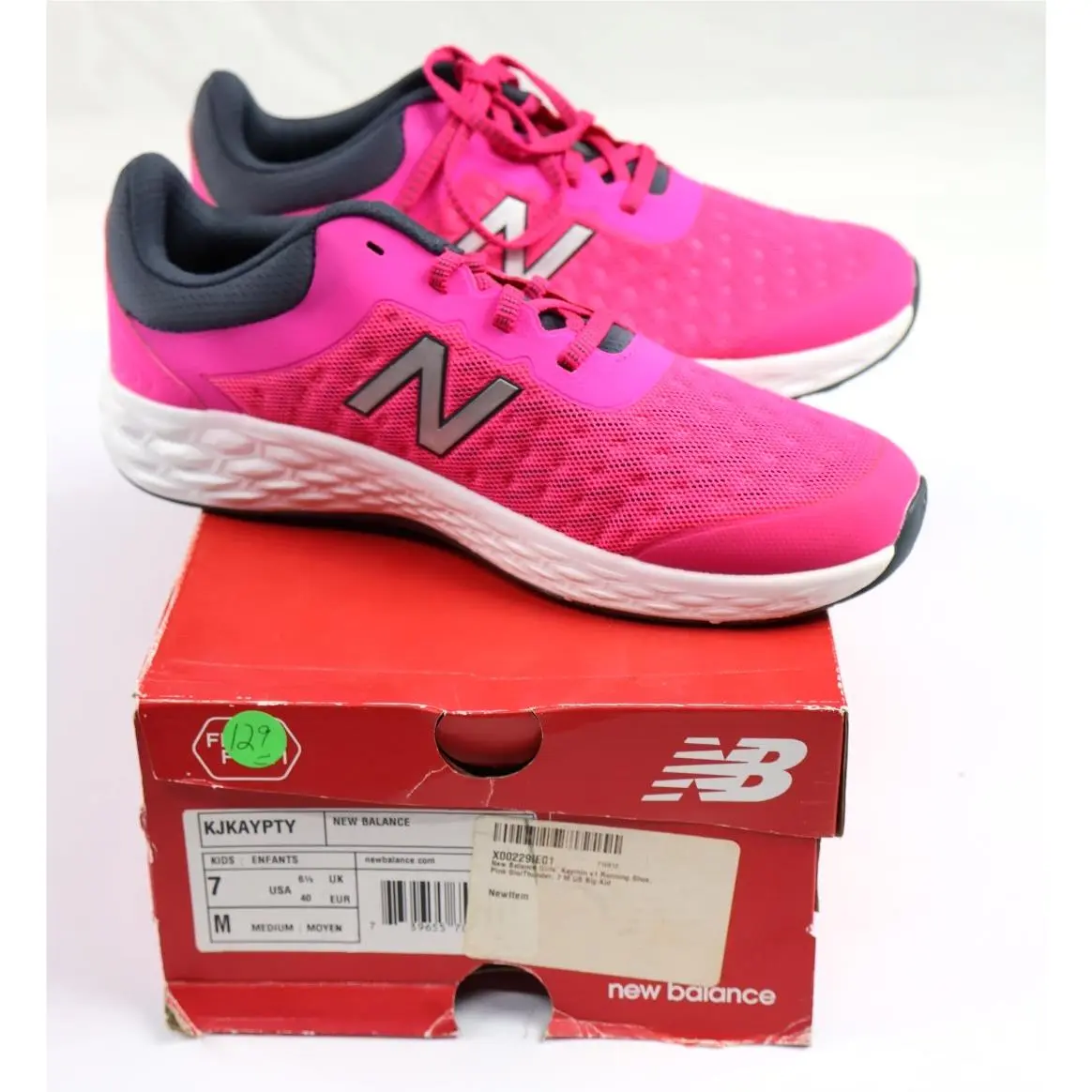 New Balance Kids 7M Girls Kaymin V1 Running Shoes Pink Glow Thunder Big Kid