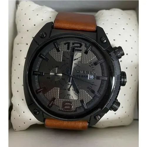 Diesel DZ4317 Black Dial Brown Leather Strap Mens Chronograph Quartz Watch 49mm