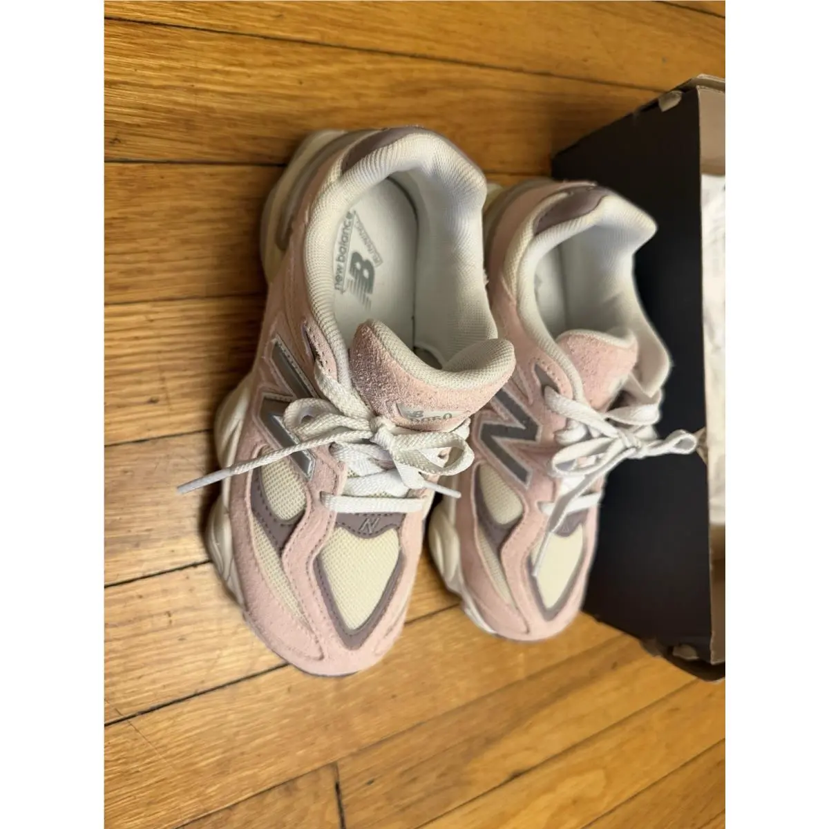 New Balance 9060 Kids Size 1Y Pink Cream Gray Sneakers Shoes