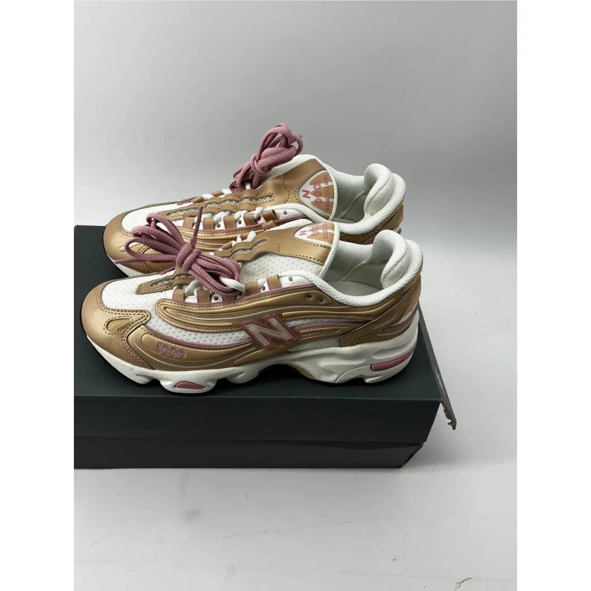 New Balance 1000 Brown White Metallic Gold Pink M1000FLP Mens 6.5 Womens 8