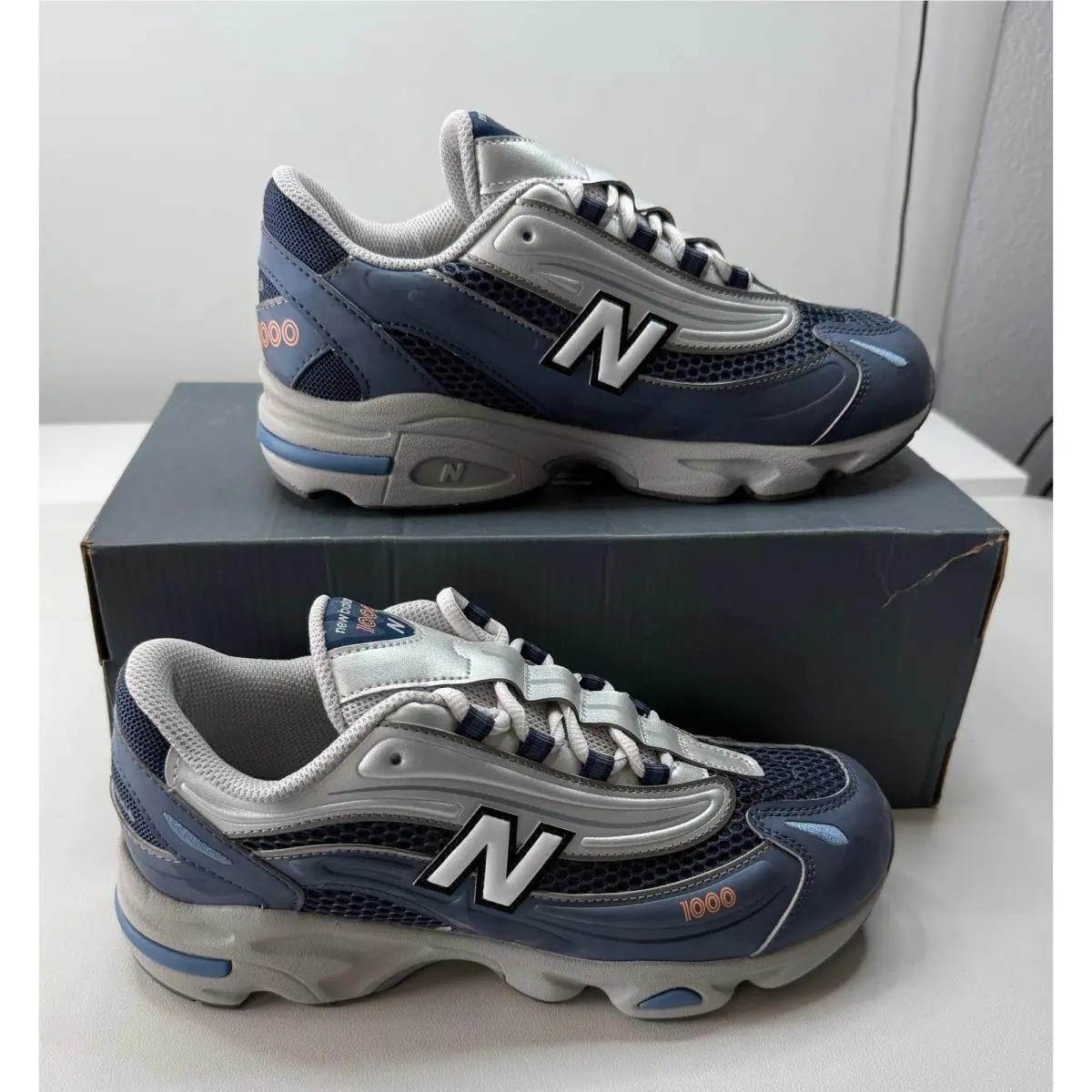 1000 Blue Grey Silver Metallic Sneakers Youth 6.5 Womens 8 New by New Balance
