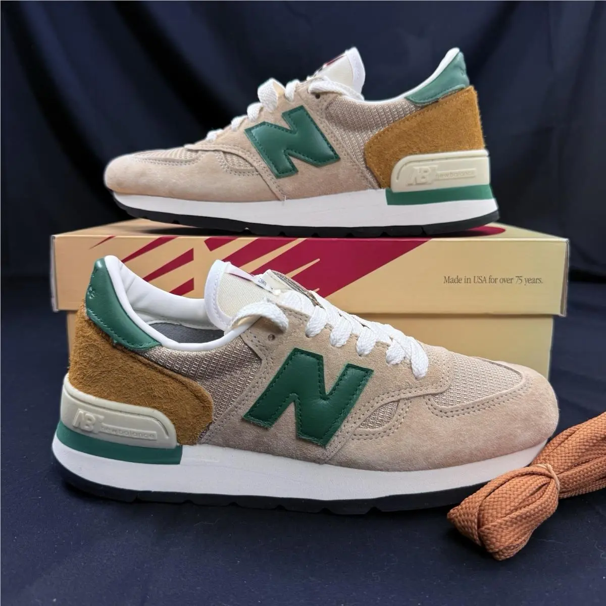 New Balance 990v1 Teddy Santis Men`s 7.5 Tan Green Suede Made In Usa M990TG1