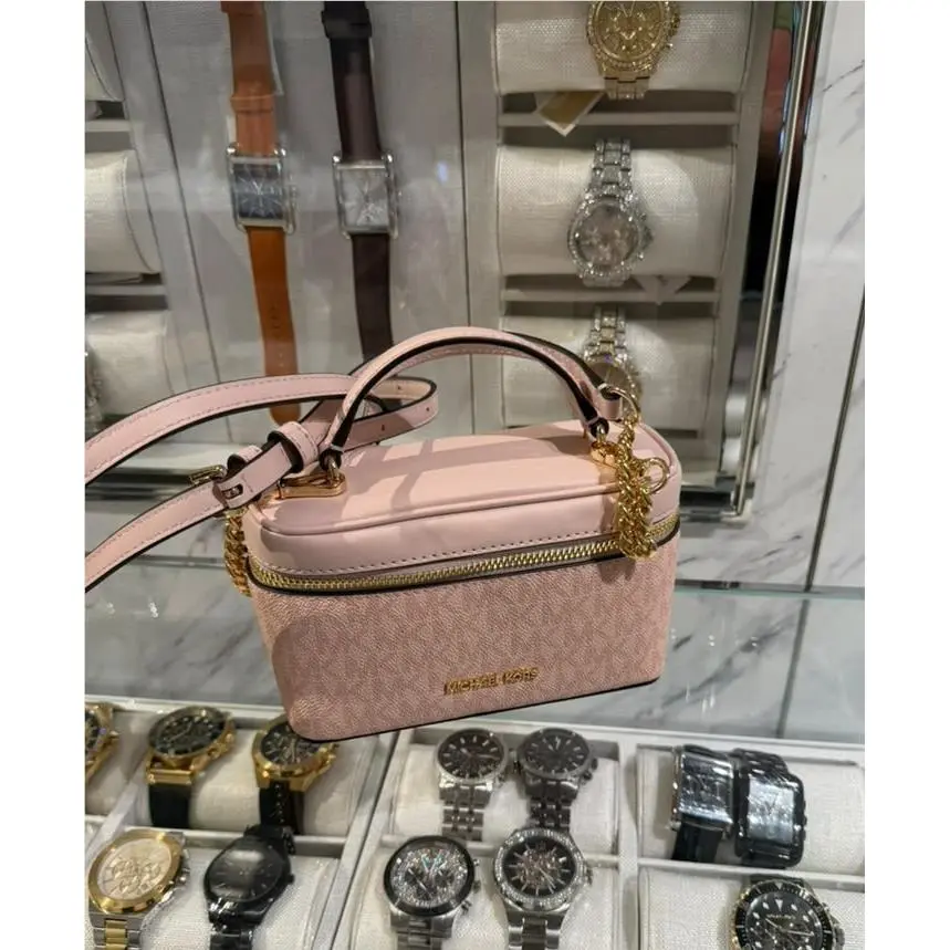 Vivi Womens Small Logo Printed Vanity Crossbody Bag Powder Blush by Michael Kors