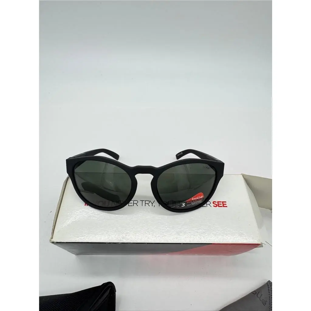 Rooke 12347 Rubber Black/ HD Polarized Tns Sunglasses Case Box Book by Bolle