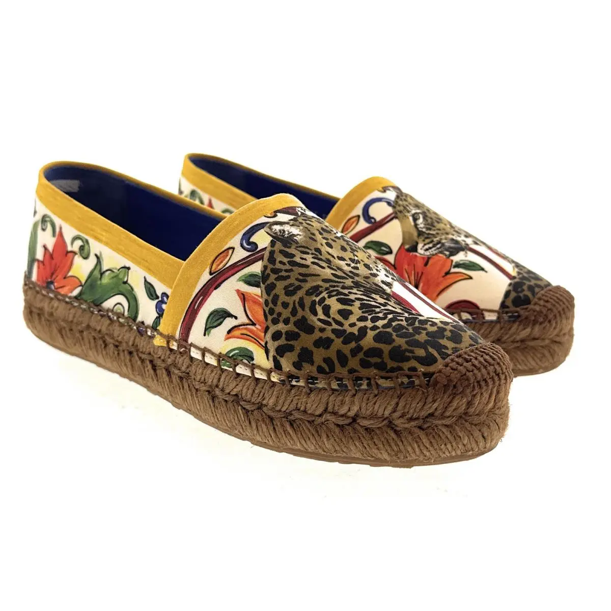 Dolce Gabbana White Jungle Print Classic Espadrilles-37