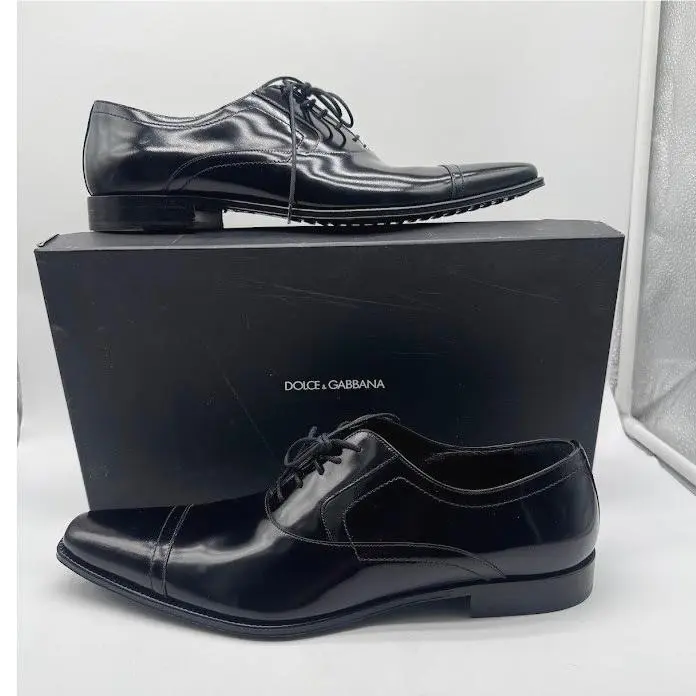 Dolce Gabbana Mens Leather Cap Toe Oxford Black IT 10 US 11 CA2153 Box