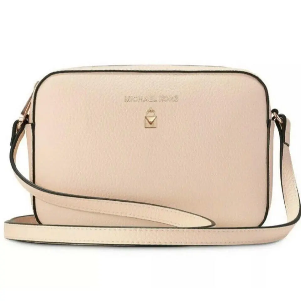 Crossbody Bag Pink Small Purse Pebbled Leather Black Trim by Michael Kors
