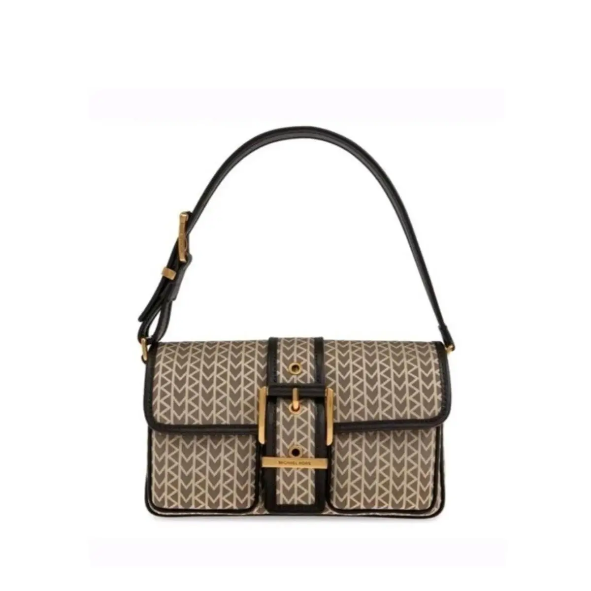 Colby Handbag Med MK2000 Logo Jacquard Shoulder Bag Natural MK by Michael Kors