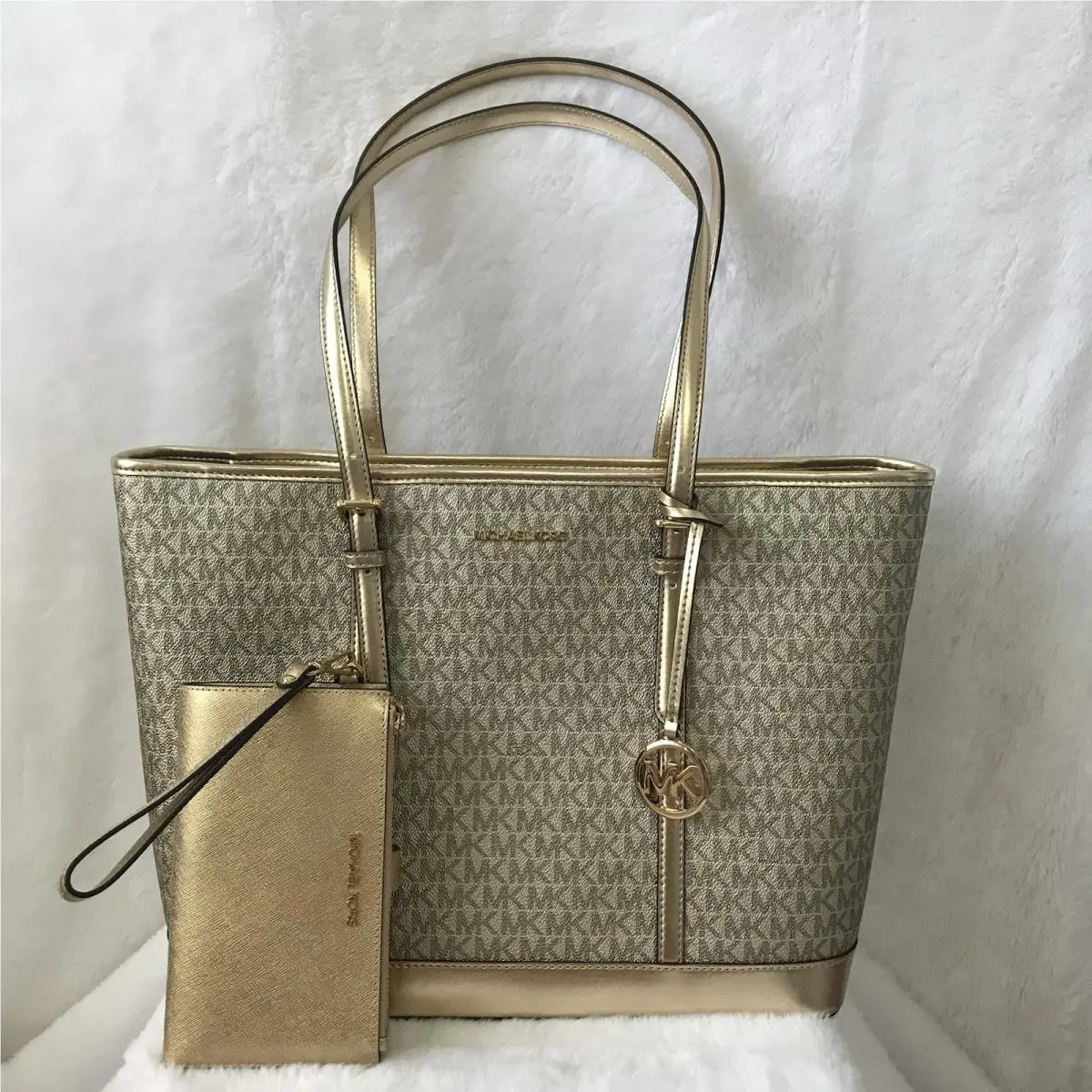 Michael Kors Most Popular Jet Set Travel Large Saffiano Leather Tote and Wallet